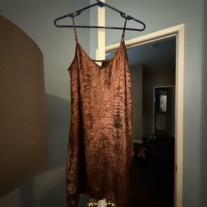 H&M Shimmery Bronze Velvet Slip Dress
